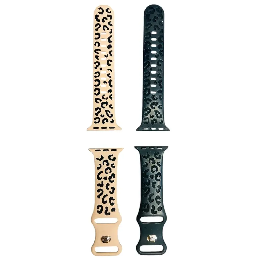 2 Pack Apple Watch Bands 38 40 Matte Black & Blush Leopard NEW